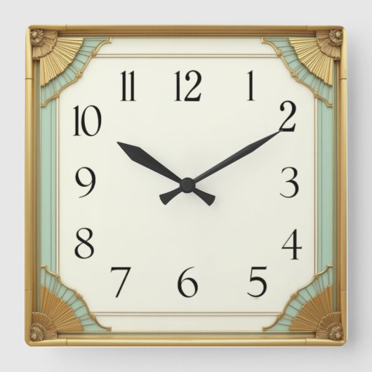 Horloge Carrée Élégant Art Déco (Recto)