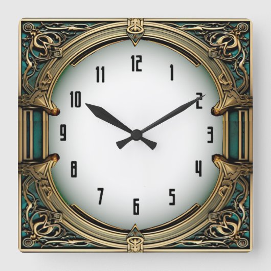 Horloge Carrée Élégant Art Déco (Recto)