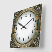 Horloge Carrée Élégant Art Déco (Angle)