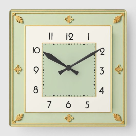 Horloge Carrée Élégant Art Déco (Recto)