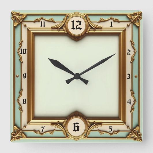 Horloge Carrée Élégant Art Déco (Recto)