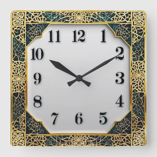 Horloge Carrée Élégant Art Déco (Recto)
