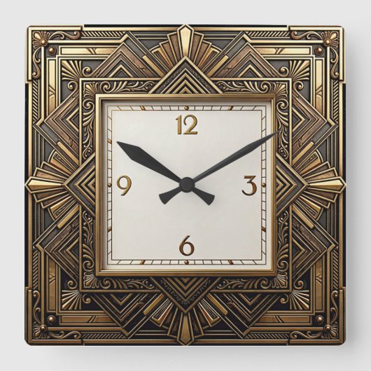 Horloge Carrée Élégant Art Déco (Recto)
