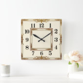 Horloge Carrée Élégant Art Déco Blanc (Maison)