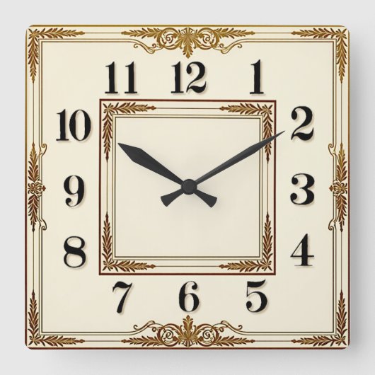 Horloge Carrée Élégant Art Déco Blanc (Recto)