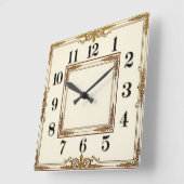 Horloge Carrée Élégant Art Déco Blanc (Angle)