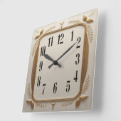 Horloge Carrée Élégant Art Déco Or (Angle)