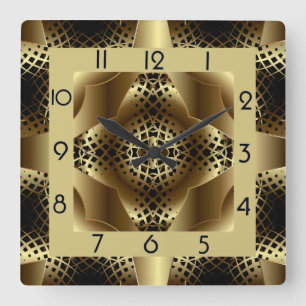 Horloge Carrée Elégant art déco or