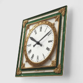 Horloge Carrée Élégant Art Déco Vert (Angle)
