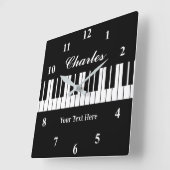 Horloge Carrée Elegant black and white piano key custom (Angle)