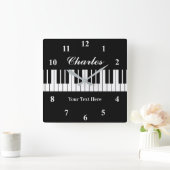 Horloge Carrée Elegant black and white piano key custom (Maison)