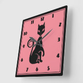 Horloge Carrée Elegant Black Cat (Angle)