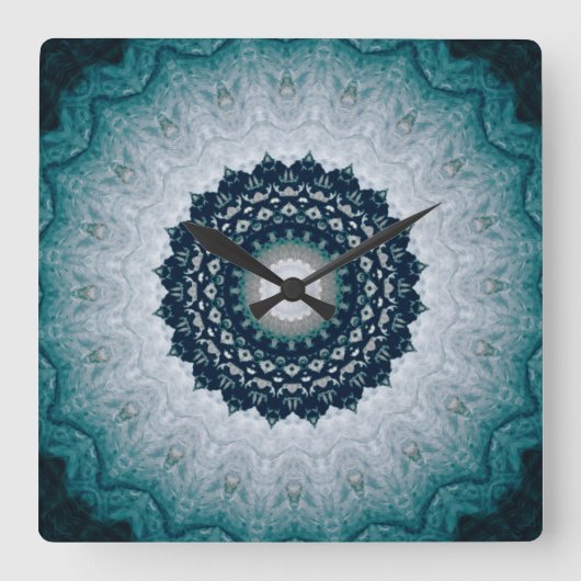 Horloge Carrée Elégant bleu marine Mandala (Recto)