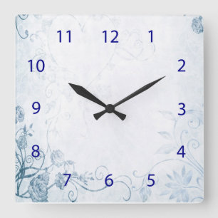 Horloge Carrée Elégant bleu Vintage