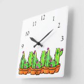 Horloge Carrée Élégant boho Cactus cactus cactus succulents (Angle)