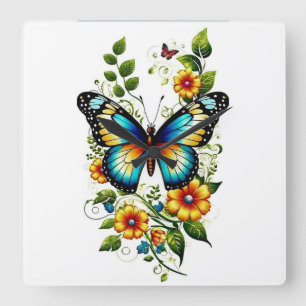 Horloge Carrée Elegant Butterfly Wall Clock – Graceful Nature-Ins