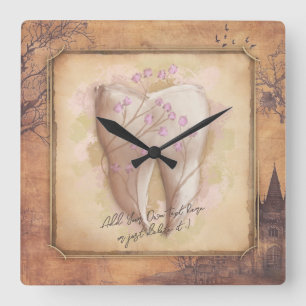Horloge Carrée Élégant cadeau dentaire Vintage à l'ancienne