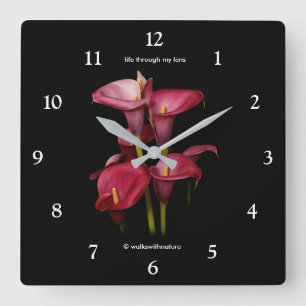 Horloge Carrée Élégant Calla Lilies