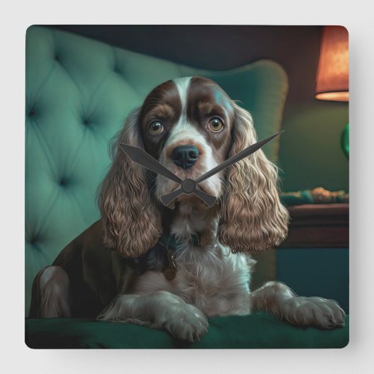 Horloge Carrée Elégant Cocker Spaniel Classic Portrait Design (Recto)