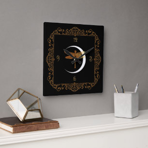 Horloge Carrée Élégant, Conte de fées magique victorien vintage 