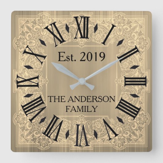 Horloge Carrée Elegant Custom Teal Blue Victorian (Recto)