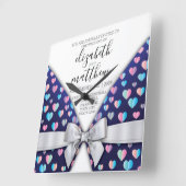 Horloge Carrée Elégant design moderne Bow and Heart Speckles (Angle)
