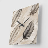 Horloge Carrée Elegant Feathers Clock (Angle)