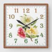 Horloge Carrée Elegant Floral Square Acrylic Wall Clock (Recto)