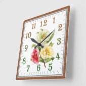 Horloge Carrée Elegant Floral Square Acrylic Wall Clock (Angle)