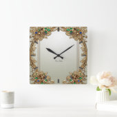Horloge Carrée Elegant Gold Ornate Wall Clock (Maison)