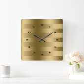 Horloge Carrée Elégant Gold Stripes Design moderne (Maison)