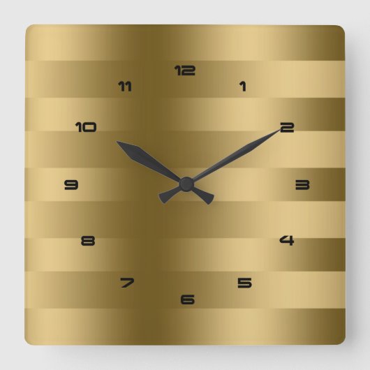 Horloge Carrée Elégant Gold Stripes Design moderne (Recto)