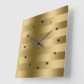 Horloge Carrée Elégant Gold Stripes Design moderne (Angle)