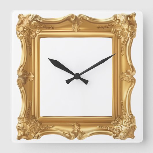 Horloge Carrée Elegant Golden Ornate Frame (Recto)