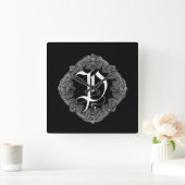 Horloge Carrée Élégant Goth Initial P (Maison)