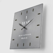 Horloge Carrée Élégant Mariage moderne argent Anniversaire Keepsa (Angle)