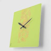 Horloge Carrée Élégant modèle Abstrait or vert (Angle)