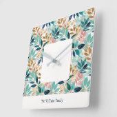 Horloge Carrée Elegant Modern Leaf Pattern Personalized (Angle)