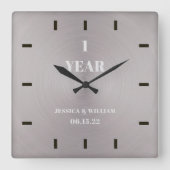 Horloge Carrée Élégant Moderne Simple Mariage Anniversaire Gardie (Recto)