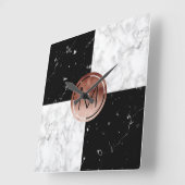 Horloge Carrée Elegant monogram rose gold black marble (Angle)