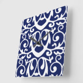 Horloge Carrée Elegant Navy Blue and White Wall Clock (Angle)
