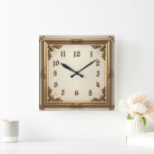 Horloge Carrée Élégant Or (Maison)