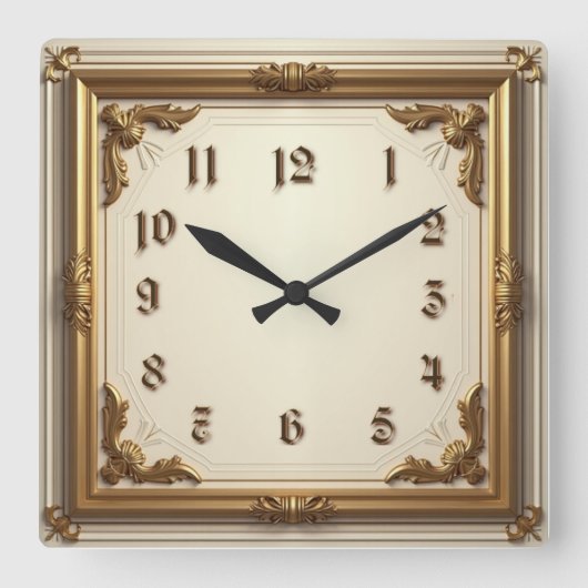 Horloge Carrée Élégant Or (Recto)
