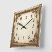 Horloge Carrée Élégant Or (Angle)