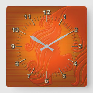 Horloge Carrée Élégant orange