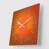 Horloge Carrée Élégant orange (Angle)