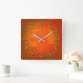 Horloge Carrée Élégant orange (Maison)