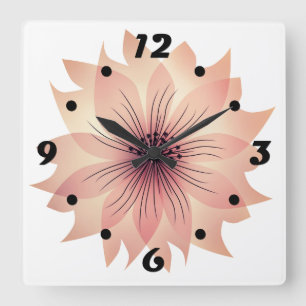 Horloge Carrée Elegant pink flower square wall clock
