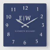 Horloge Carrée Élégant professionnel simple Monogramme minimalist (Recto)