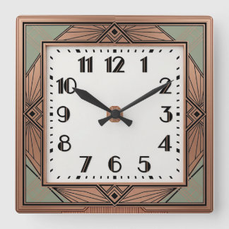 Horloge Carrée Élégant rose Art Déco
